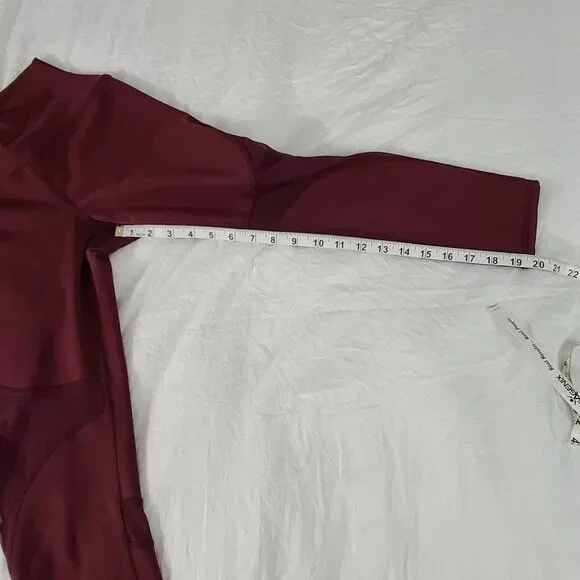 ALO Yoga Mesh Detail Cropped Leggings‎ High Waist Maroon Red Size Small - Picture 8 of 8